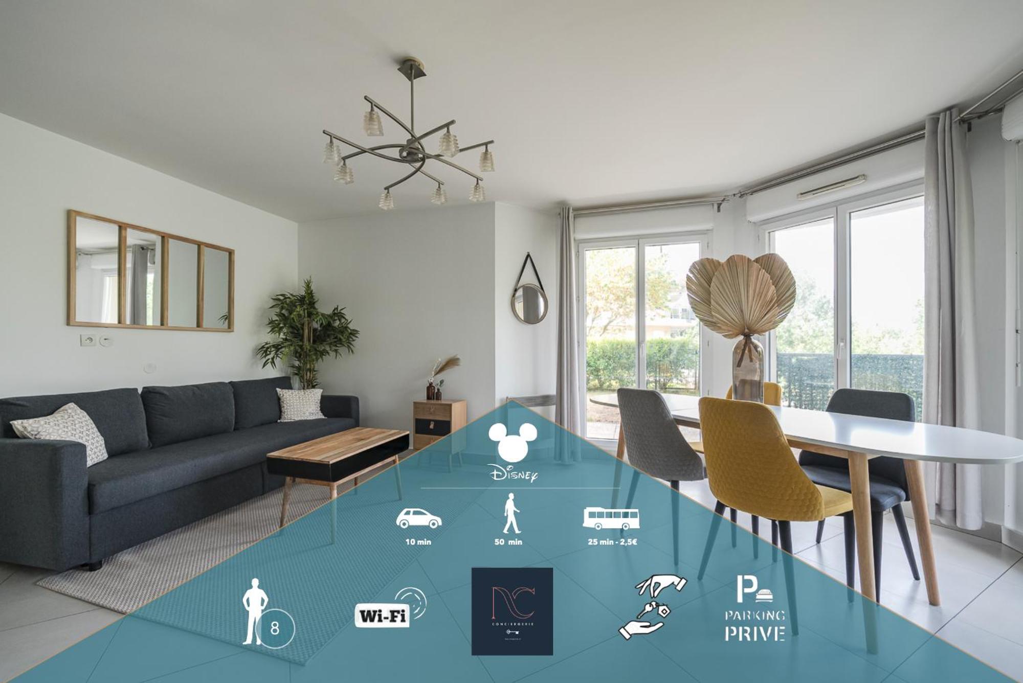 Disneyland-paris 8pers, Wifi, Parking, Garden Apartment *